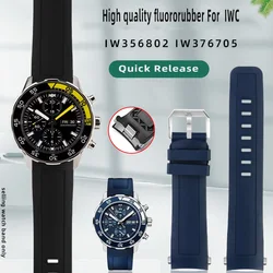 For IWC AQUATIMER Ocean Timepiece IWC IW356802 376705 376711 men's watchband Quick Release Curved End fluoro rubber watch Strap