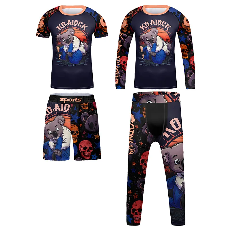 

Kid's Muay Thai Sportswear Boxing Jiu Jitsu MMA Sport Suit Training Running Set Rashguard Gym Clothing Children Boys Tracksuit