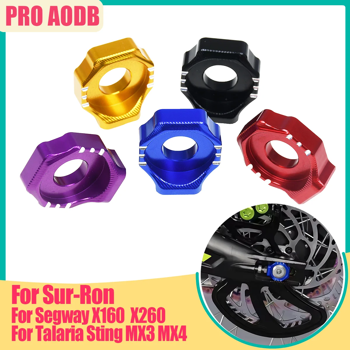 

Motorcycle CNC For Surron Light Bee X S Segway Rear Brake Disc Guard Cover Chain Adjuster Axle Block X160 X260 TALARIA MX3 MX4