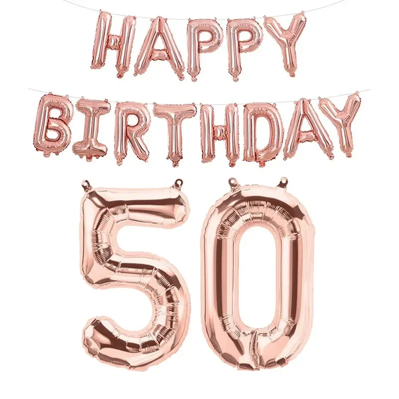15 قطعة الذهب الوردي عيد ميلاد سعيد عدد احباط بالون الاطفال الكبار حفلة زينة بسيطة صبي فتاة 10 18 25 30 40 50 60 70 سنة #4