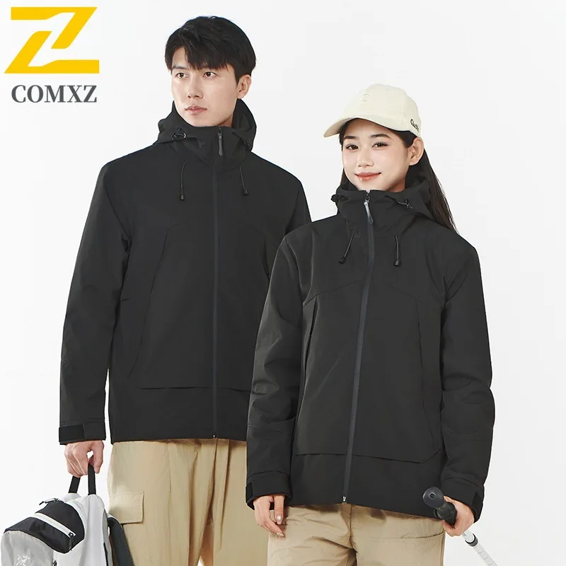 COMXZ سترات شتوية رجالية فاخرة موضة مقنعين المشي لمسافات طويلة تسلق مقاومة للرياح سترة دافئة نمط يومي معطف مريح خفيف الوزن #1
