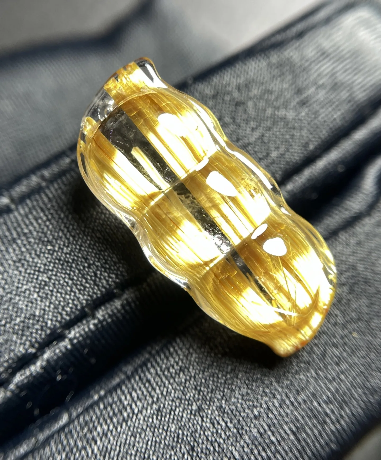 Natural Gold Rutilated Quartz Bean Clear Pendant Lock 24*11*8mm Rutilated Jewelry Men Women Brazil AAAAA