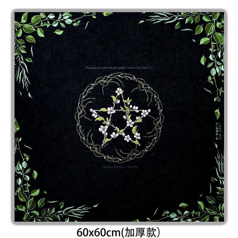 Moon Phase Tarot Cloth 24x24 inch Floral Oracle Cloth For Readings Pagan Altar Cloth Divination Tools Mandala Table Pentagram