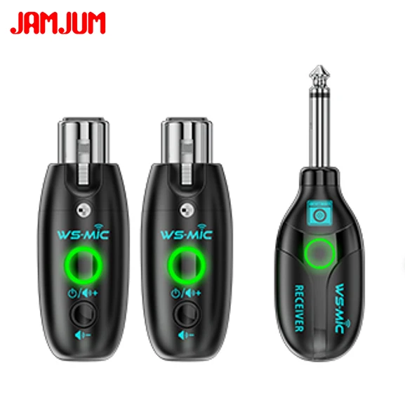 JAMJUM Drahtloses Mikrofon-Sender- und -Empfängersystem für dynamische Mikrofone, Audiomixer