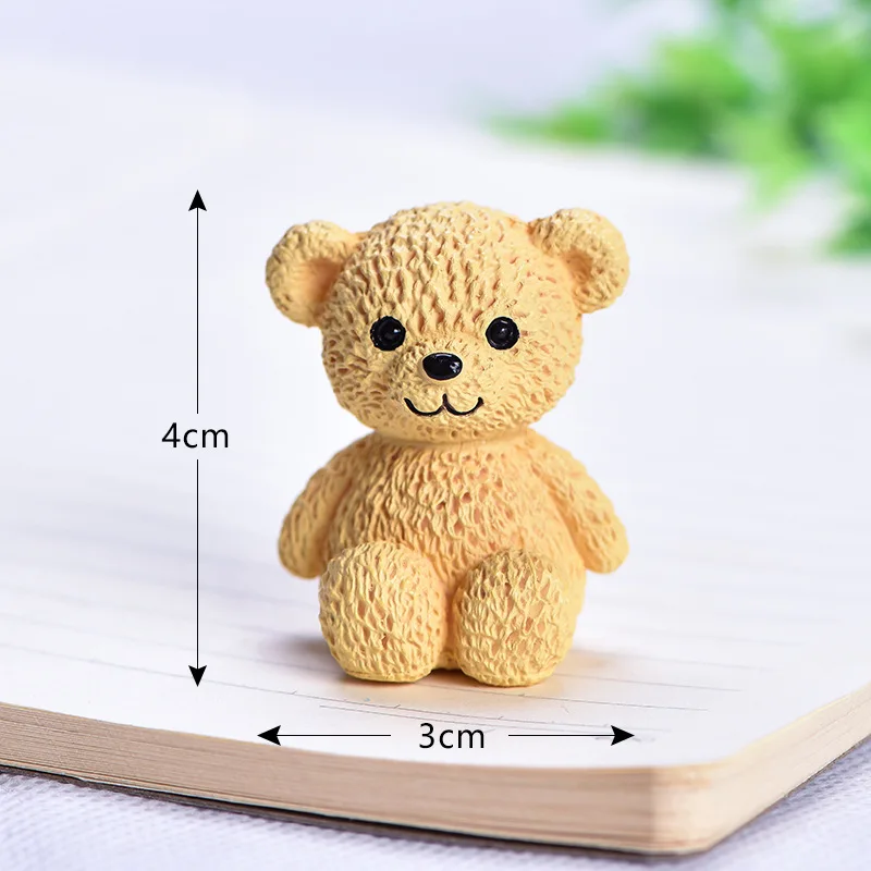 3pcs Kawaii Bear Figurines Small Statue Fairy Garden Miniatures Ornament Dollhouse Home Decoration Accessories Decoration Jardin