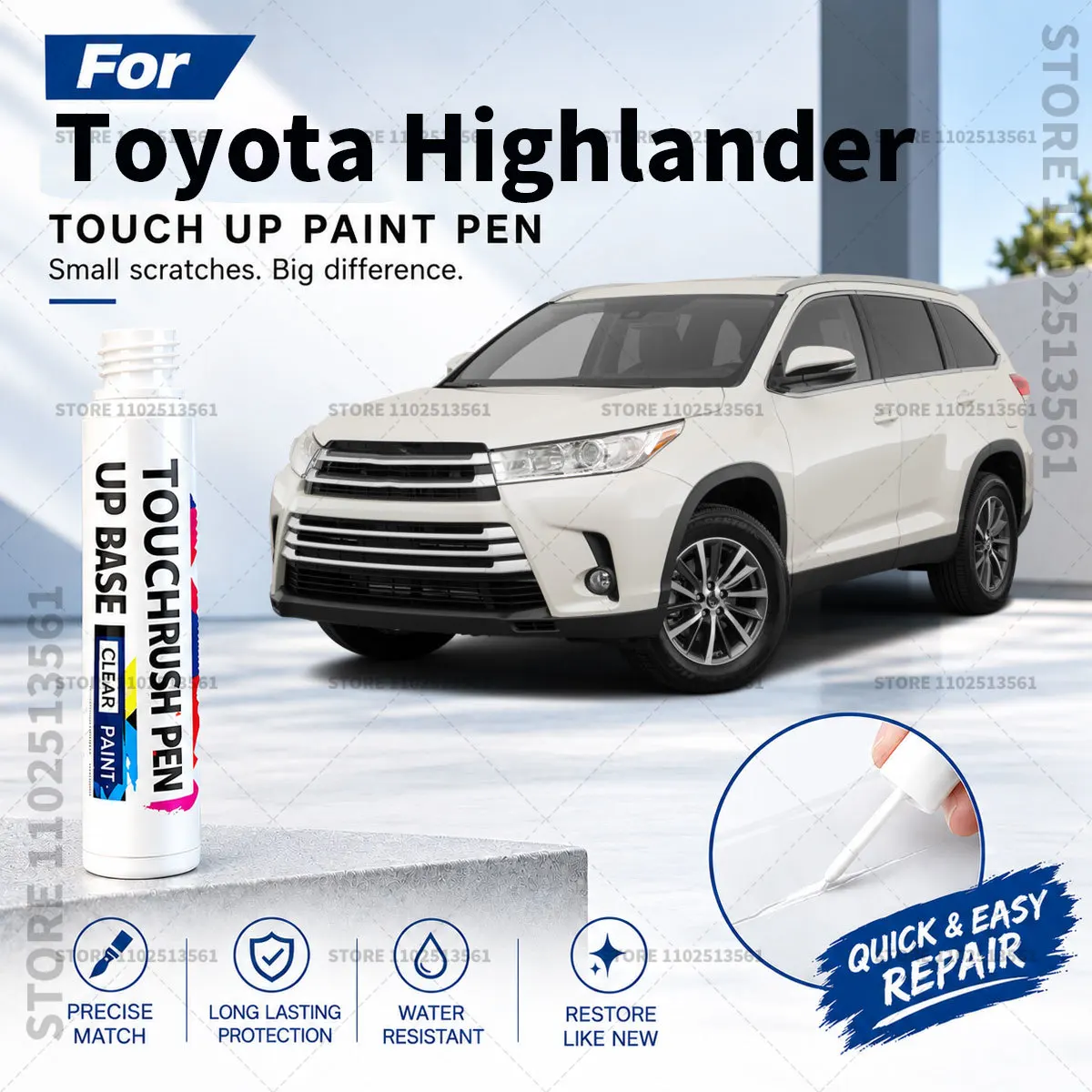 Automotive Paint Pen Car Scratch Remover Touch Up Repair Pen DIY Vehicle Paint Repair Tool Accessories For Toyota Highlander Red