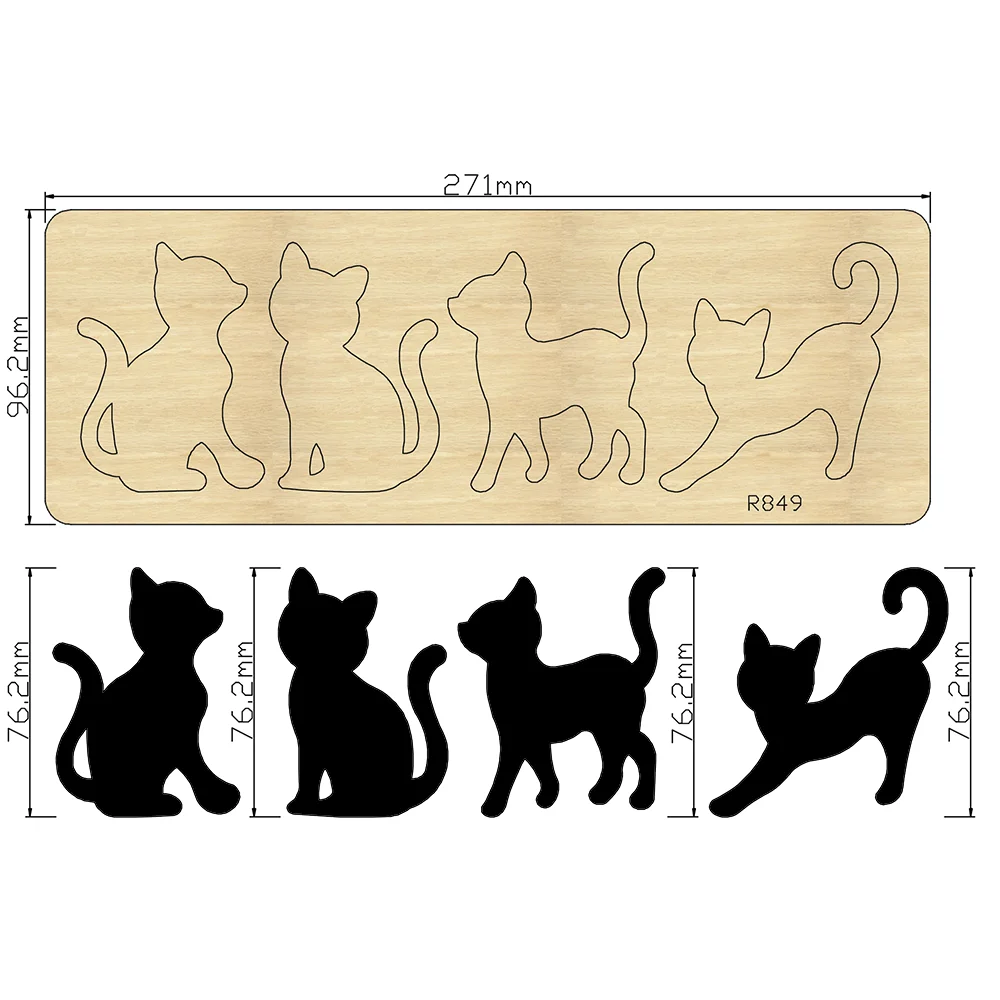 Gatti di Halloween Nuove fustelle in legno Scrapbooking fai da te adatte per macchine da taglio