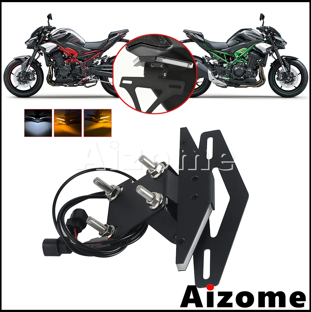 Para Kawasaki Z900 Z 900 accesorios de motocicleta soporte para matrícula limpio trasero eliminador de guardabarros con señales de giro LED 2025 2024