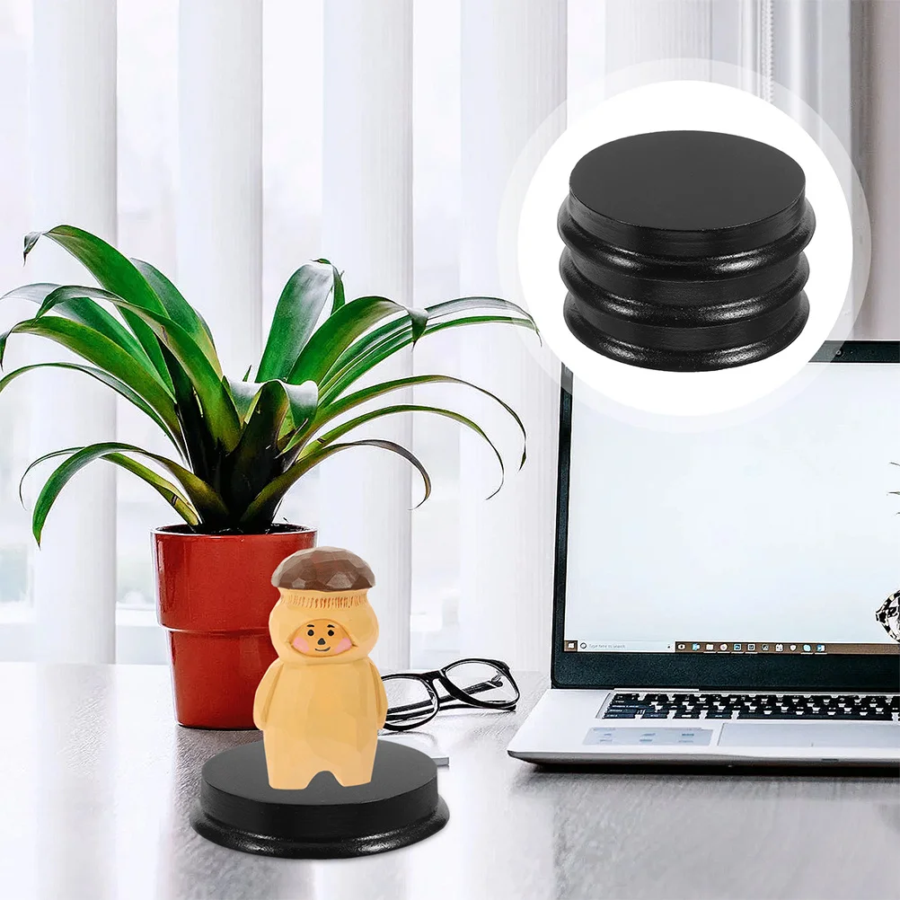 

3pcs Wooden Base For Mini Display Diy Craft Projects Stand Holder Round Bases Wooden Miniature Bases Decorative Figure Showcase