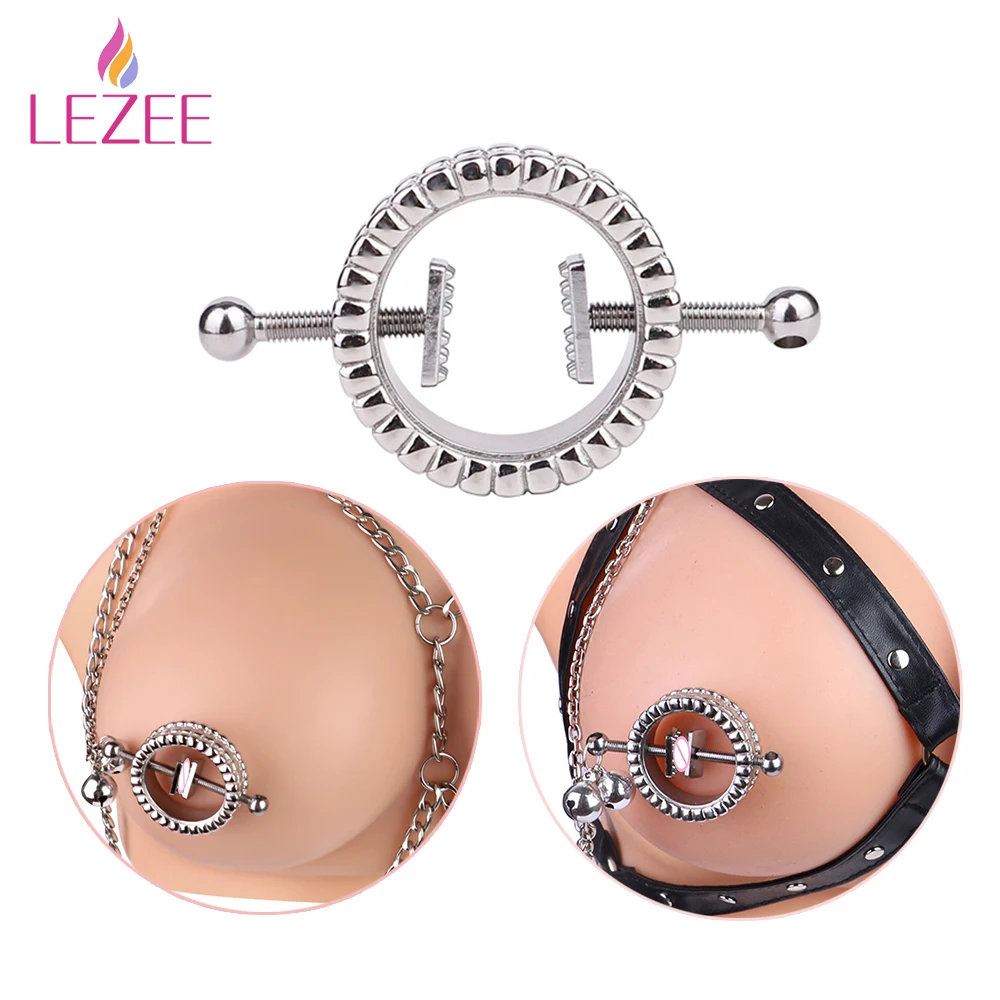 

LEZEE Nipple Clamps With Metal Chain Milk Clips Small Bell Drip Breast Stimulator NIpples Clamp Adult Bed Flirting BDSM Sex Toys