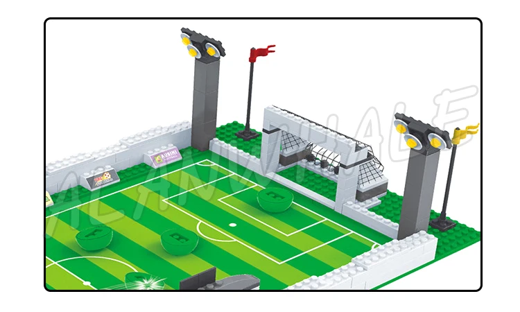 381 pçs mesa de esportes futebol grandes estádios campo kicker iluminação torres 25690 blocos de construção brinquedos compatíveis com o modelo