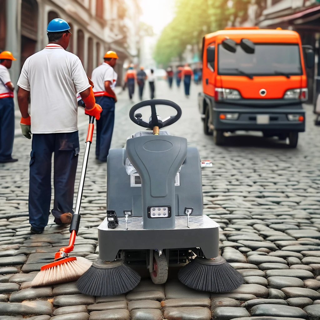 Customized Ride-On Yard Sweeper Wet and Dry Parking Garage Sweeper Radio-Powered Sanitation Sweeper