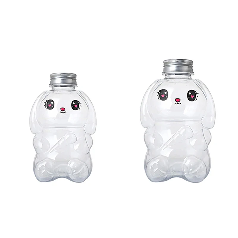 Kawaii Rabbit Bottles For Milk Tea Coffee Juice Portable Drinking Cup Home Transparent Juicing Beverage Drink Bottle BPA Free