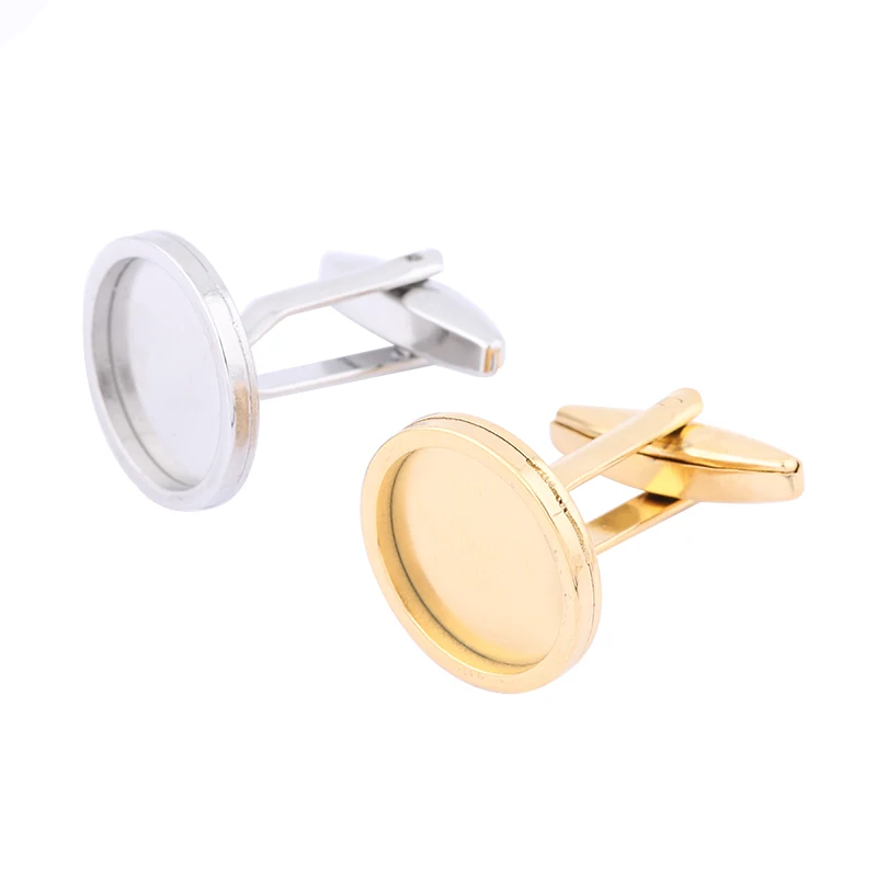 

6pcs Stainless Steel Gold Plated Fit 14mm Cabochon Cufflink Tray Blanks Diy Bezel Settings For Jewelry Making