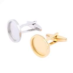 6pcs Stainless Steel Gold Plated Fit 14mm Cabochon Cufflink Tray Blanks Diy Bezel Settings For Jewelry Making