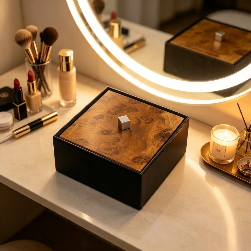 Organizadores de relojes de lujo italianos, caja de joyería de acero inoxidable, organizador de relojes con acabado de madera, adorno para armario, almacenamiento para el hogar