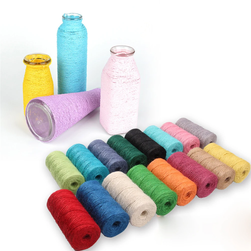 

100 M Hemp Rope Column Yellow Twine Jute Thread Ribbon Artificial Home Decoration