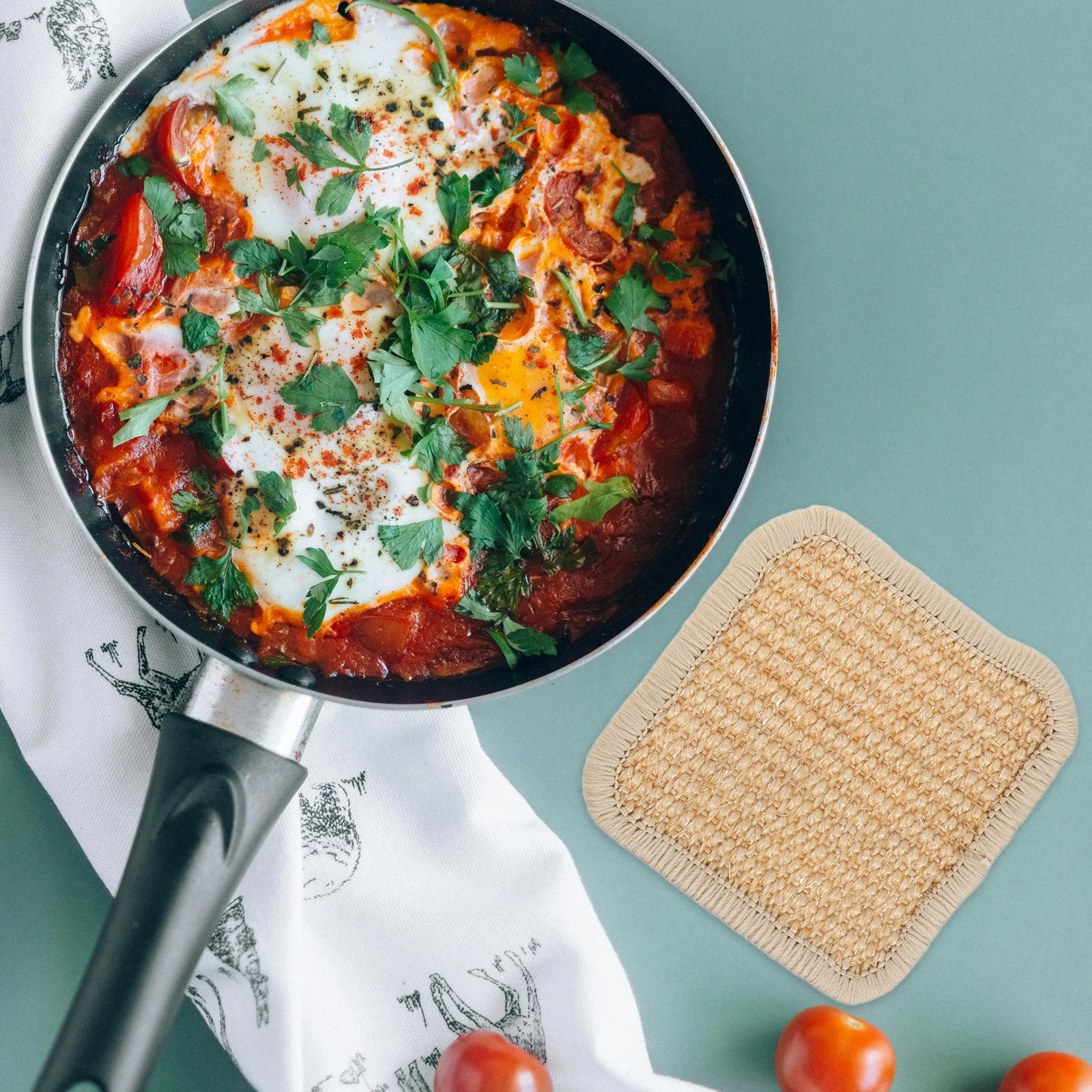 

4Pcs Sisal Trivet Mats Heat Resistant Insulation Pads for Hot Dishes Japanese Style Coasters for Cups Plates Pans Kitchen