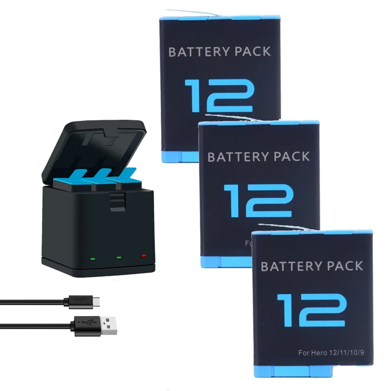 3.85V 1800mAh Motion Rechargeable Li-ion Battery for GoPro Hero 12 Sport Camera Batteries for GoPro Hero 9 10 11
