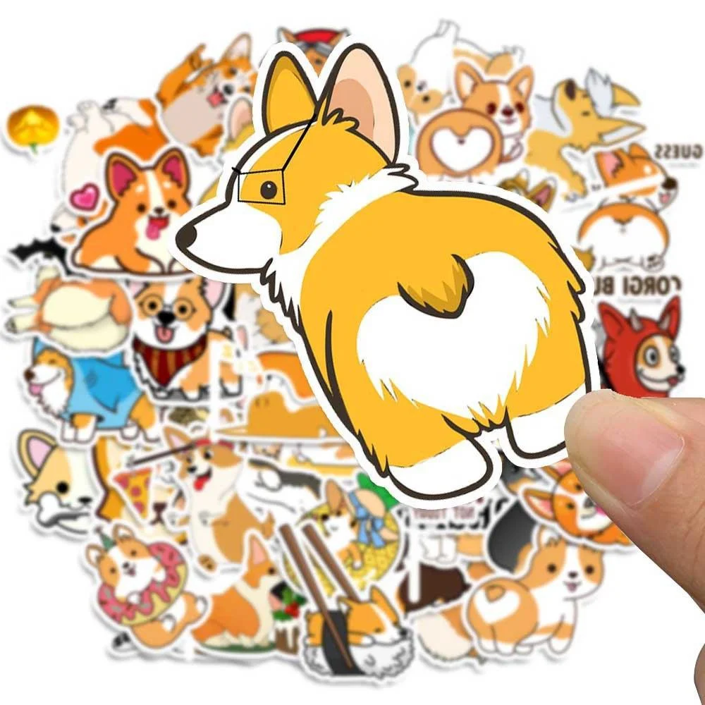 Criativo Corgi Dos Desenhos Animados Adesivo DIY Decoração de Animais, À Prova D \'Água, Computador, Bagagem, Mesa, Carro, Personalidade, Atacado,