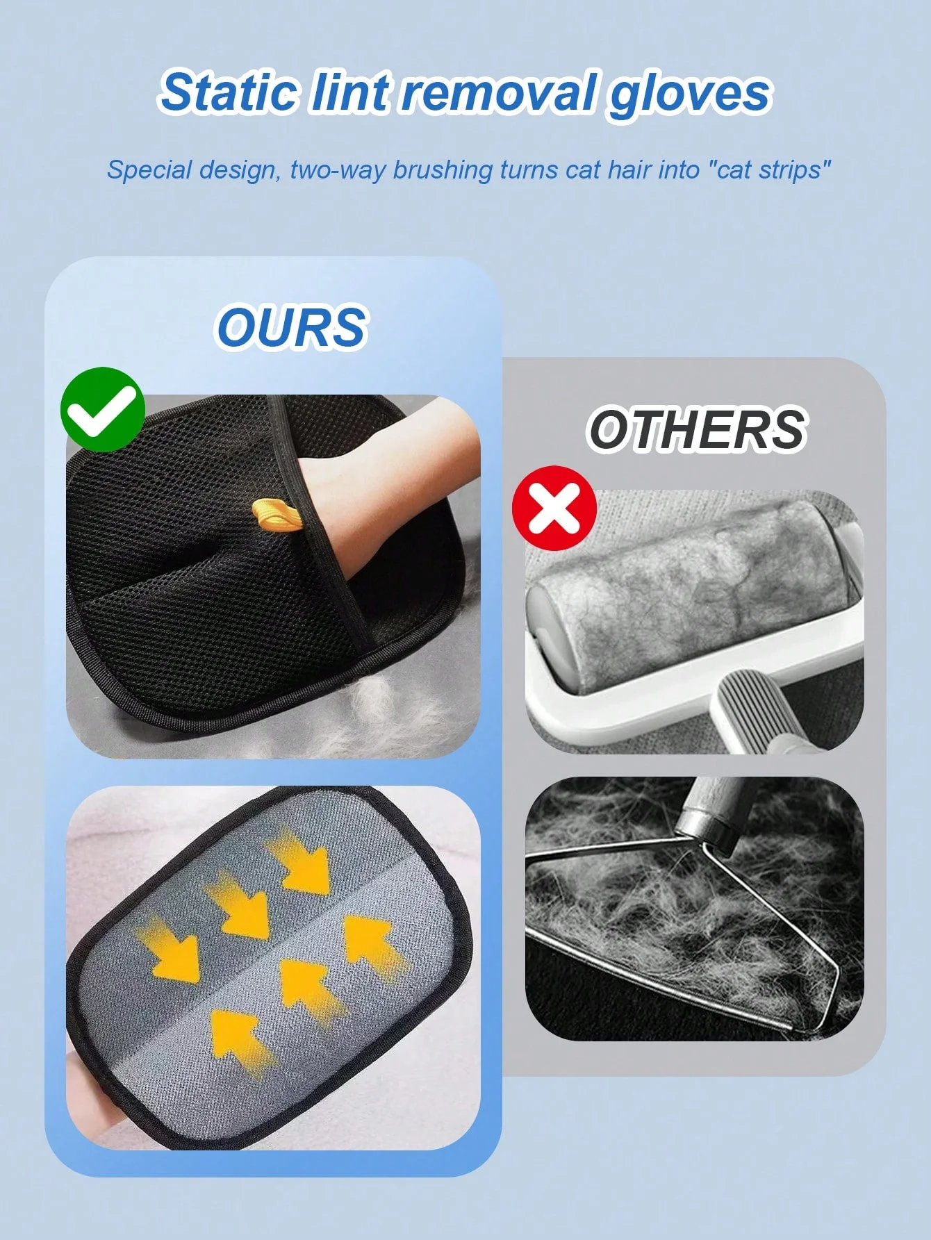 فرشاة تنظيف الشعر الداخلية للسيارة - قفاز مزيل شعر الحيوانات الأليفة الكهروستاتيكي مزدوج الجوانب، فرشاة لينت لاصقة قابلة لإعادة الاستخدام لمقاعد السيارة والأريكة، #6