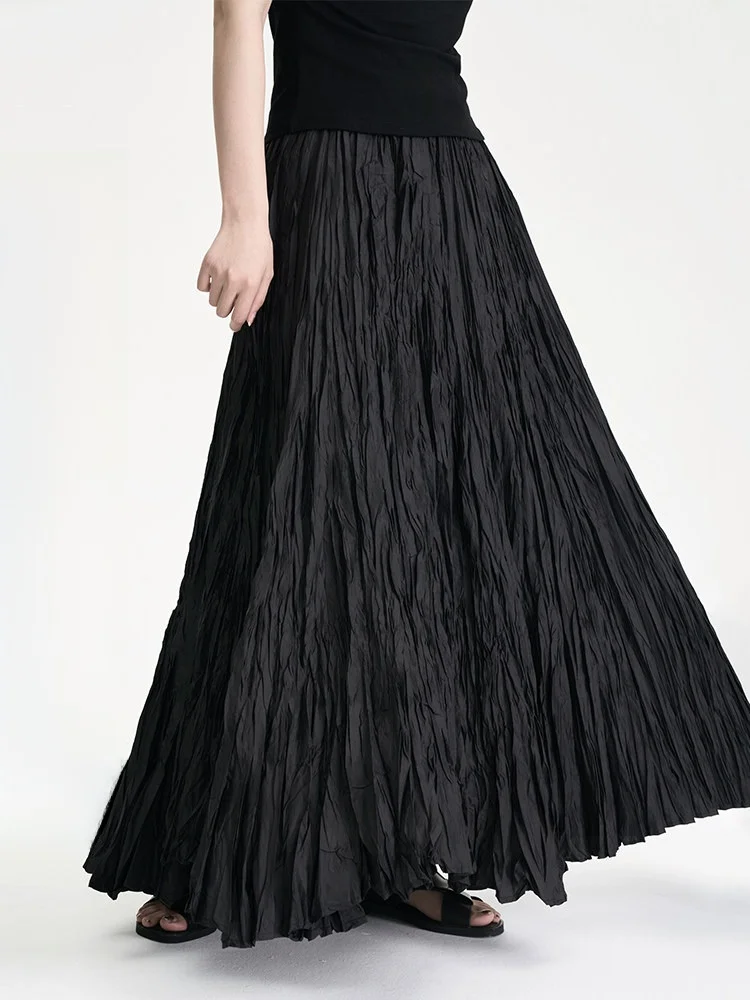 Land And Mountain Island Spring Summer A-Line  Skirt 5 Meters Dark Heavy Industry Women's Casual Breathable Polyester Fib...