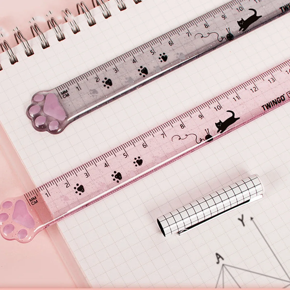 1 Pcs Cute Kitty Cat Paw Straight Ruler Kawaii Stationery Funny Drawing Gift Korean Office School Measuring Drawing