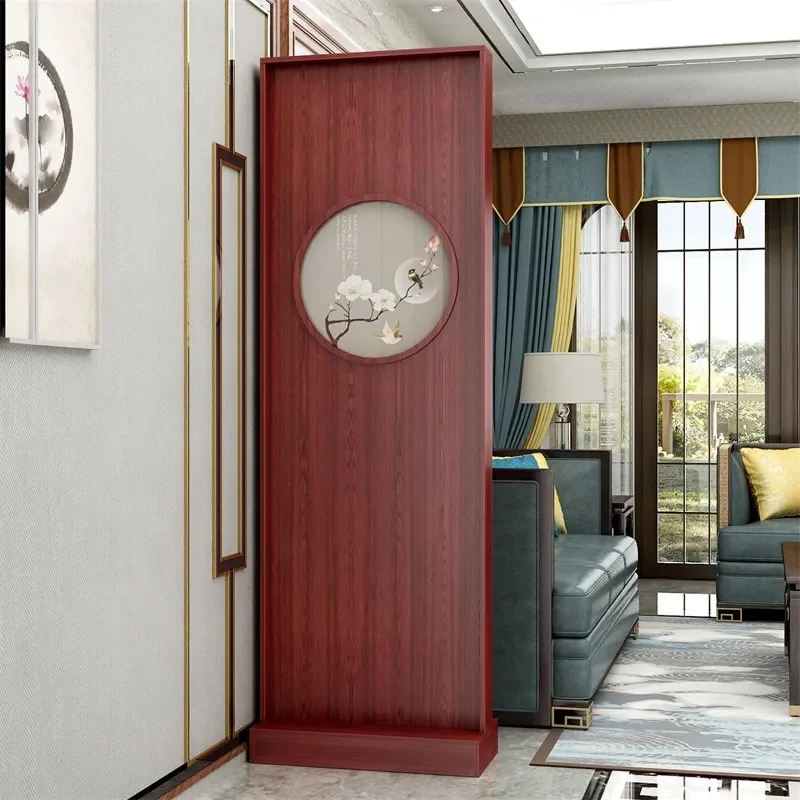 Chinese Style Solid Wood Round Screen Partition with Flower Moon Pattern for Living Room Entryway Porch Decoration Simple