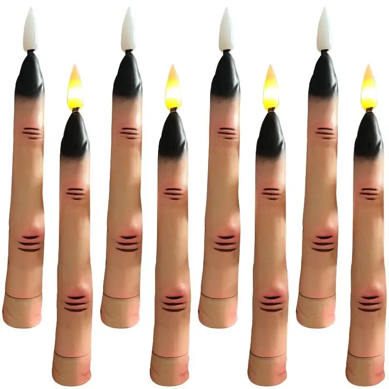 10/12Pcs Halloween Haunted House Scary Led Finger Candle Novelty Finger Candle Lights For Holiday Decorations