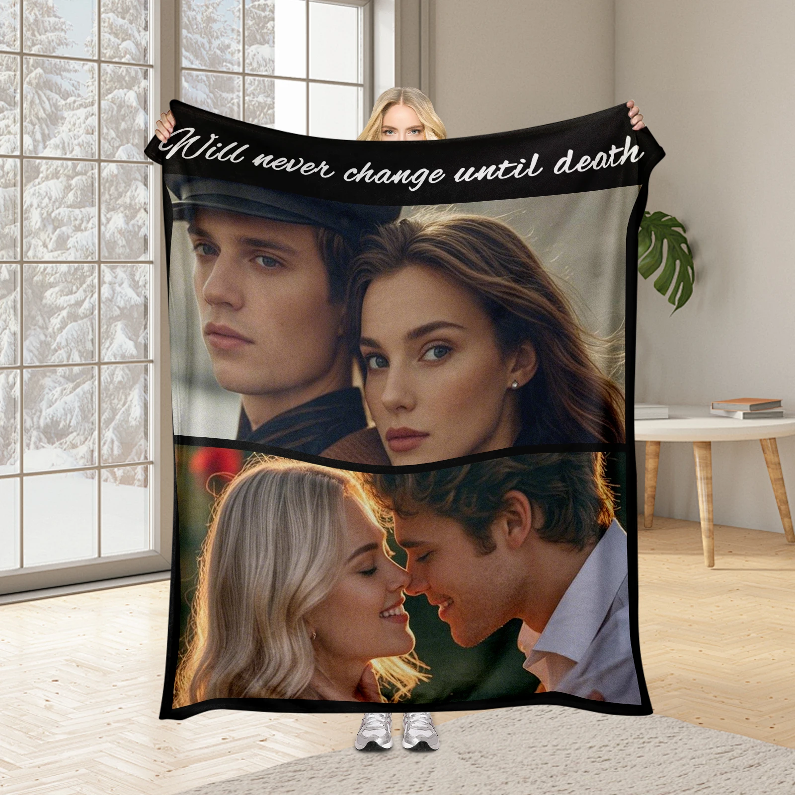 Custom Blanket Couples Gifts Photo Blanket Valentines Day Creative Gifts For Wife Husband Personalized Throw Blanket