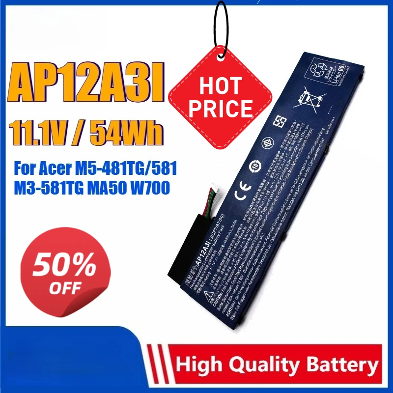 

Аккумулятор для ноутбуков Acer TravelMate P645-M, P658-MG, P645-SG, P648-G3-M, X483-6691, M5-481T, M3-581TG, MA50, W700, M5-581G (аналог AP12A3I, AP12A4i)