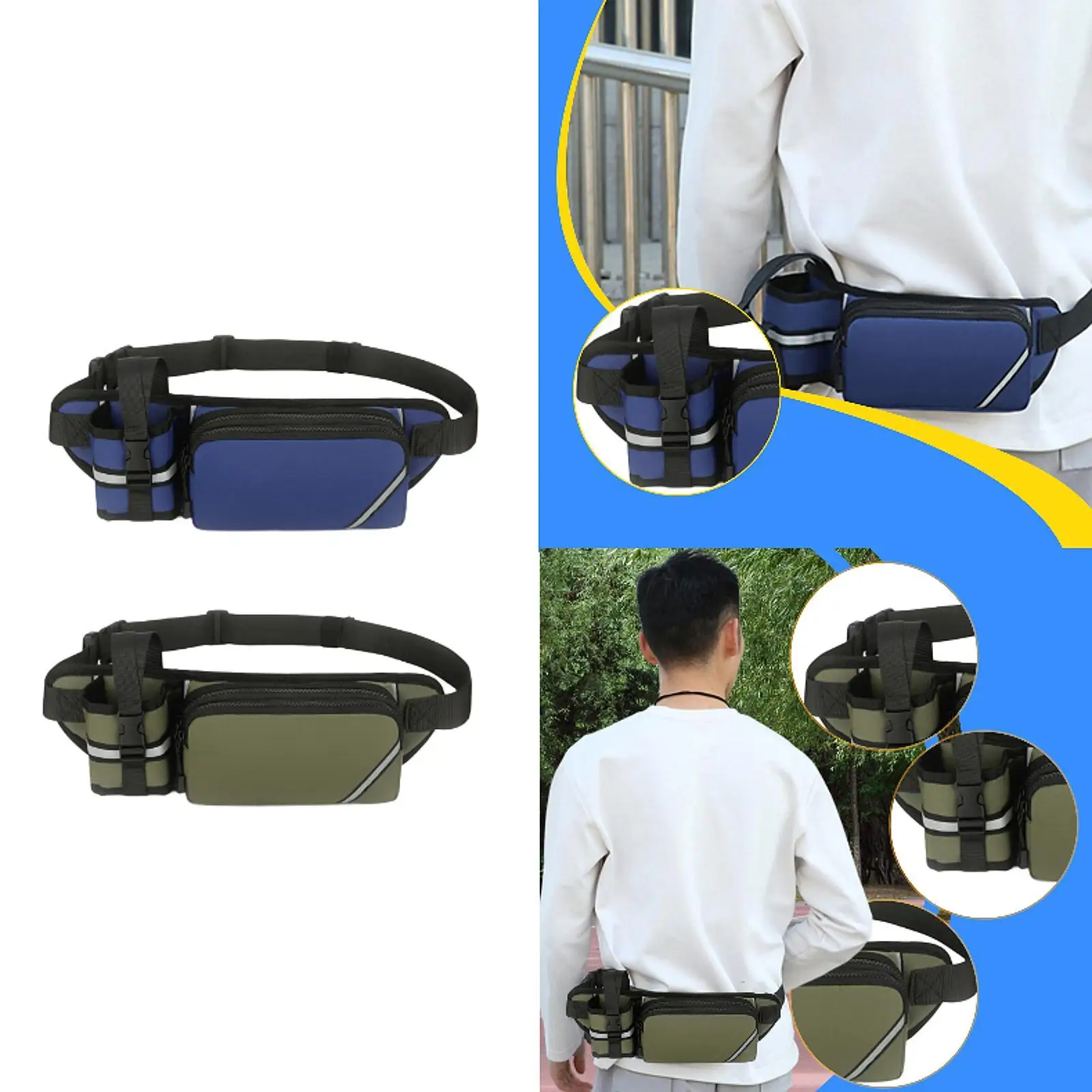 

Поясная сумка-бананка легкая с отражающими полосками, сумка для хранения вещей для бега, пробежек, езды на велосипеде, путешествий и активного отдыха на природе