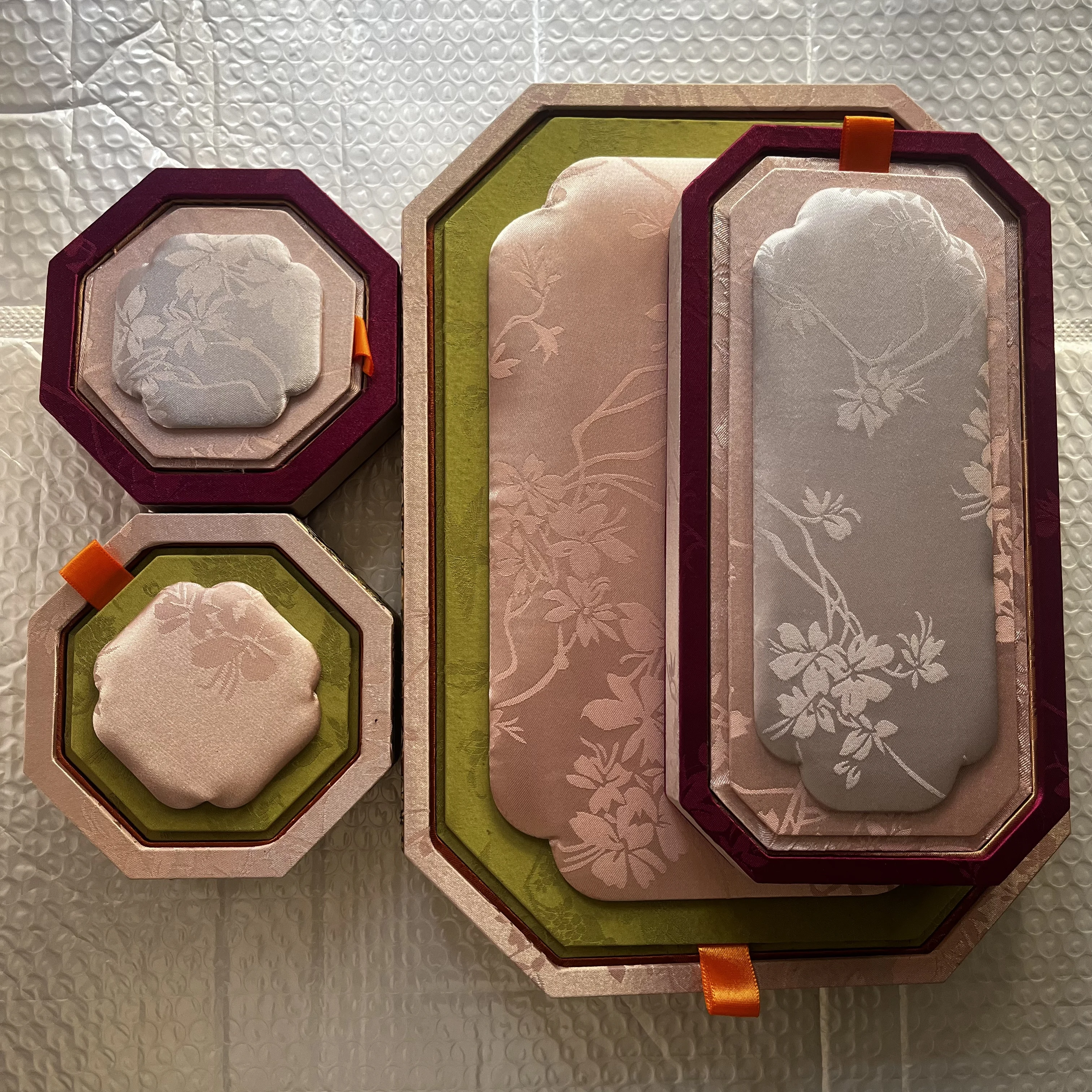 Chinese Style Embroidery Jewelry Tray With Lid Luxury Jewelry Storage Display Tray for Ring Bracelet Necklace Jade