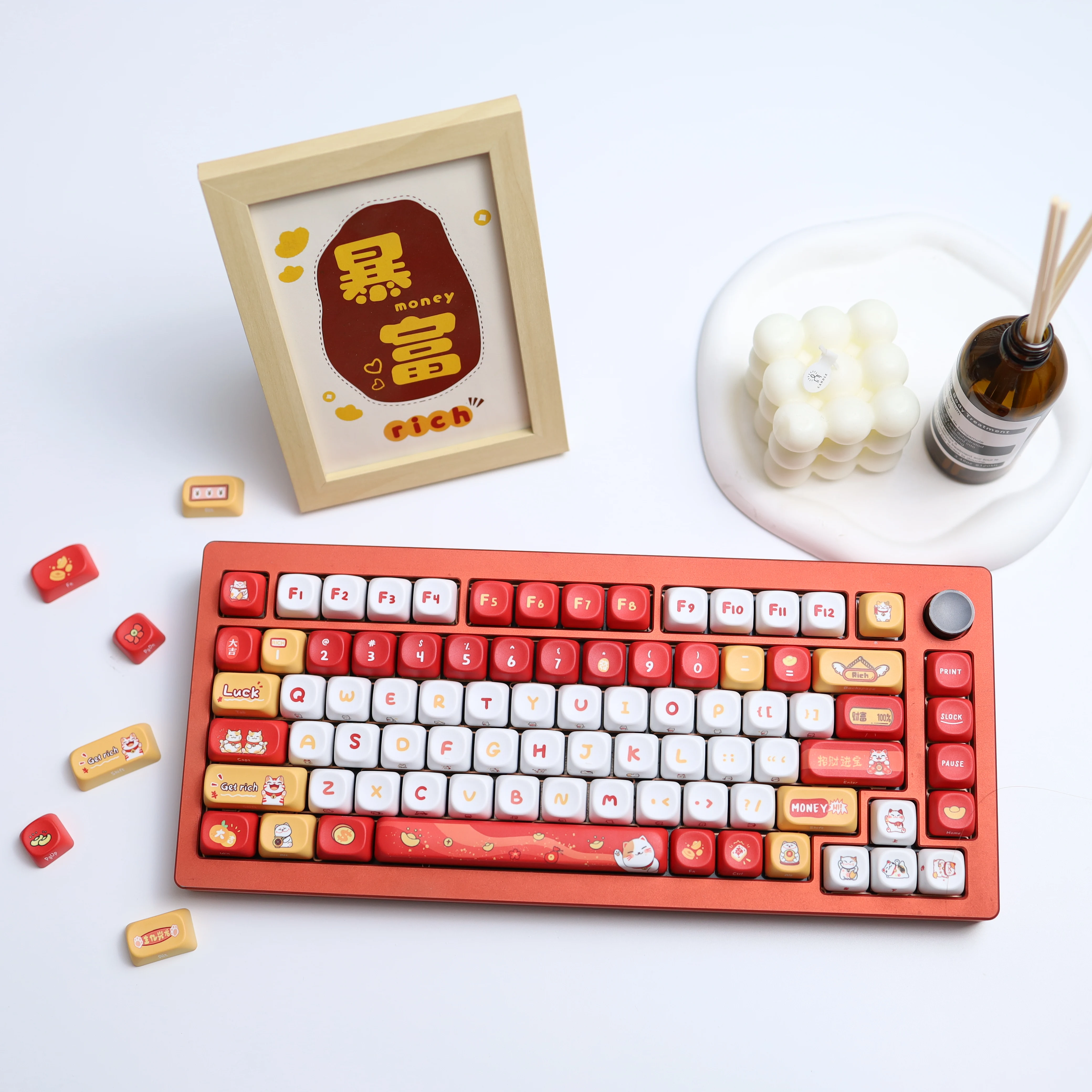 Big Orange Big Profit Moa Non-Transparent Mechanical Keyboard Pbt Cute Cat Keycaps