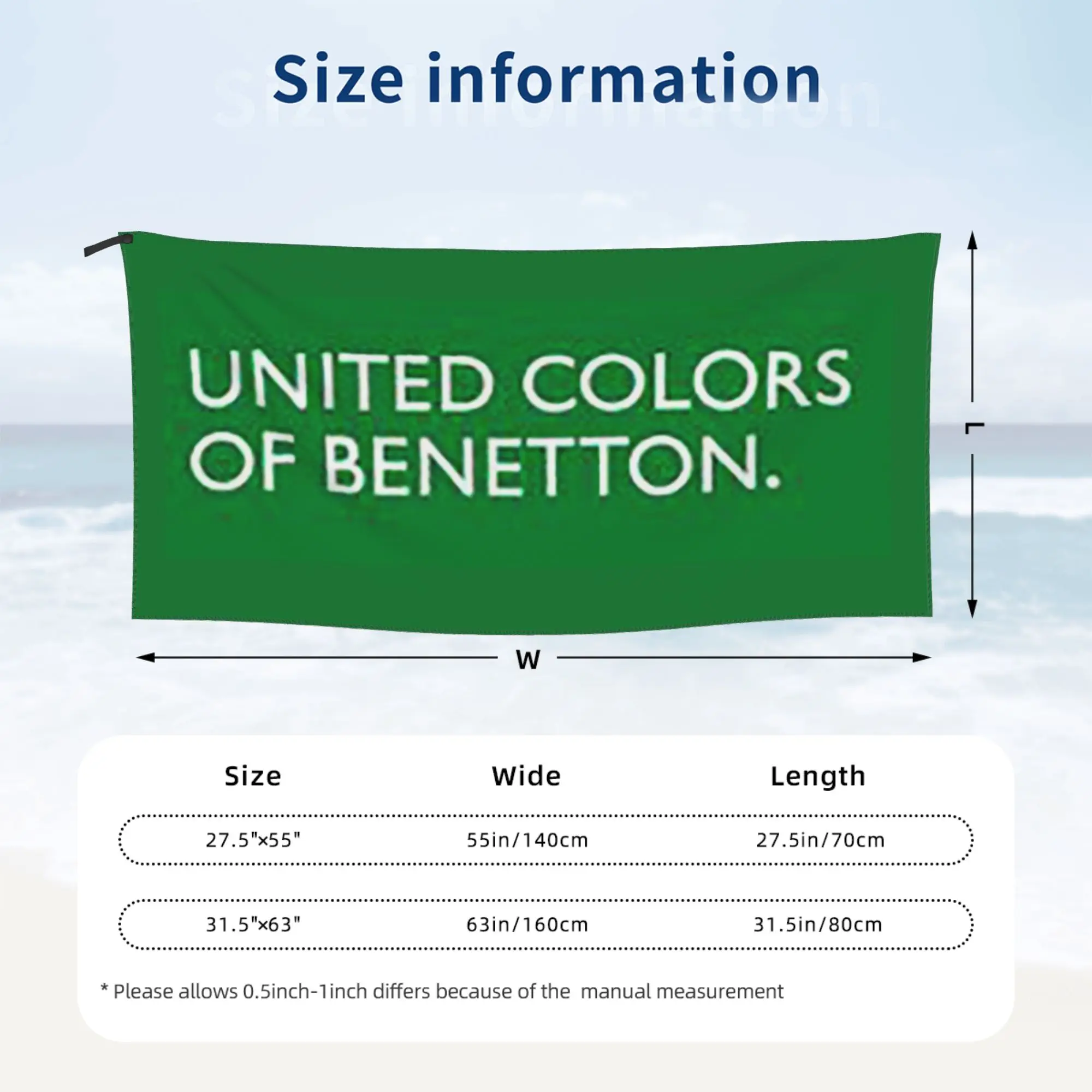 United Colors Of Benetton Beach Towel Soft Microfiber Quick Dry Absorbent Quick Towels For Bath view 6