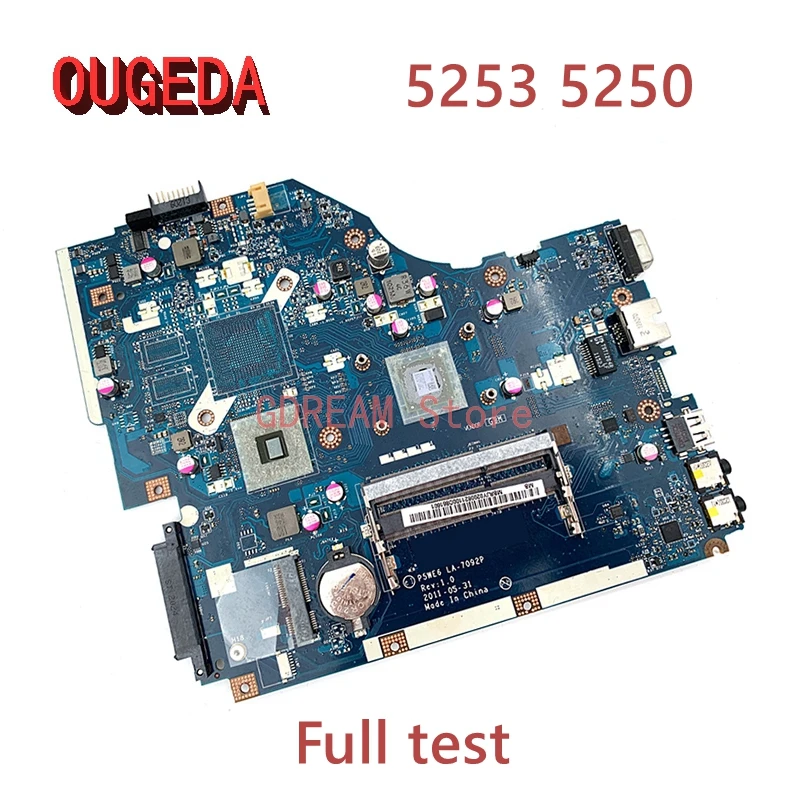 

OUGEDA MBRJY02006 P5WE6 LA-7092P Laptop Motherboard For ACER Aspire 5253 5250 CMC50A Main board DDR3 full tested