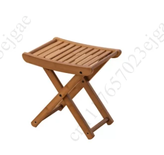 Portable Folding Bamboo Shower Stool - Spa-Style Foldable Bath Seat for Showering, Shaving, & Sauna Use, Natural Bamboo Design
