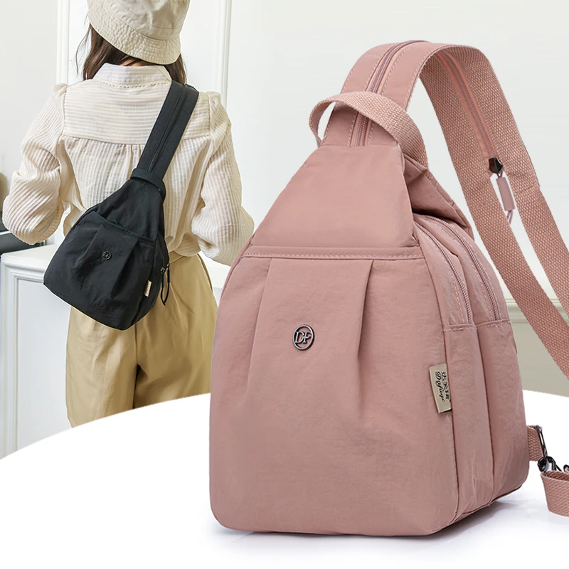 

Women's Light Backpack Casual Travel Bagpack for Teenage Girl Waterproof Nylon Rucksack School Bookbag Casual Chest Shoulder Bag