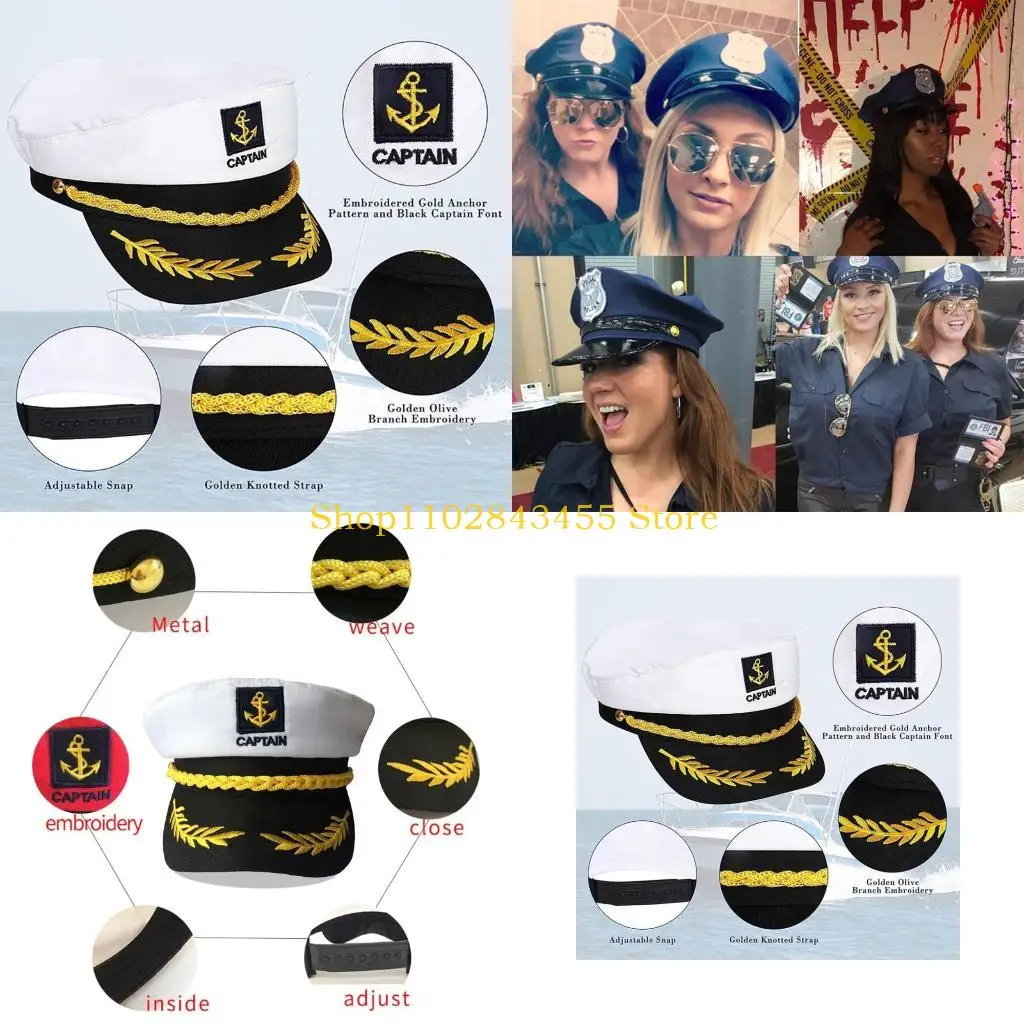 

49MC Sailor Hat Yacht Captain Hat Sailor Captain Costume Men Marine Hat Funny