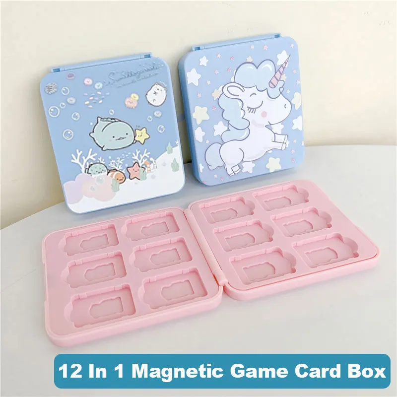 Cartoon Anime Game Cards Storage Case For Nintendo Switch Oled TF SD Memory Card Magnetic Protective Cover Box Accessories