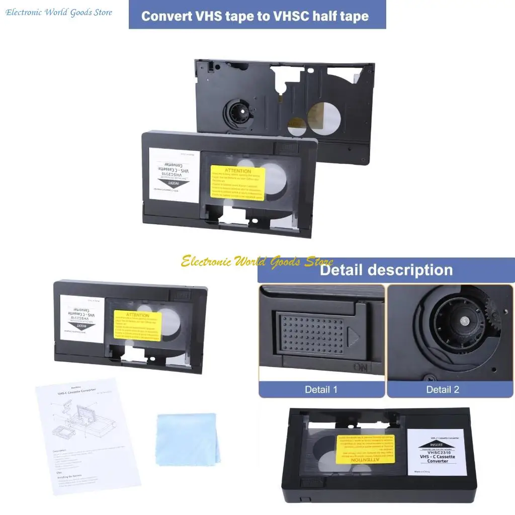 Adaptador de conversão de fita VHS C para VHS, para transferência de postes de filmadora para TV VHS C para ferramenta de adaptador de cassete VHS