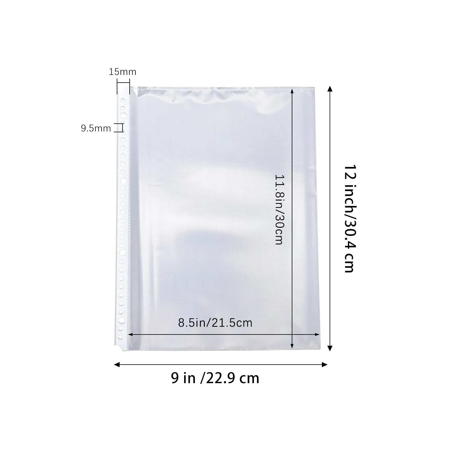 100Pcs Binder Inner Page Protectors Transparent Plastic Document Filing Sleeves 30 Holes Clear Sheet Protectors for A4 Files