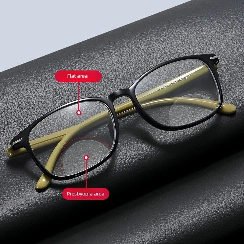 Vintage Square Bioptic Presbyopic Glasses Men Women Lightweight Two Color Temples Comfortable Reading Glasses +1.0 To +4.0