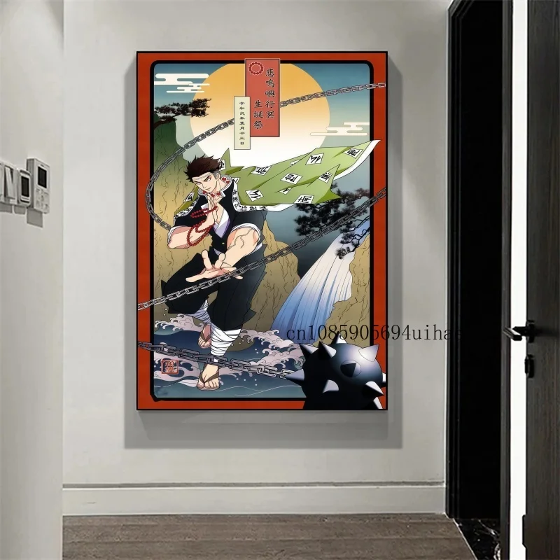 Demon Slayer Hashira Tanjiro Anime Figure Poster Wall Paper Figures Art Decor Cartoons Kid Gift Home Decoration Canvas Painting