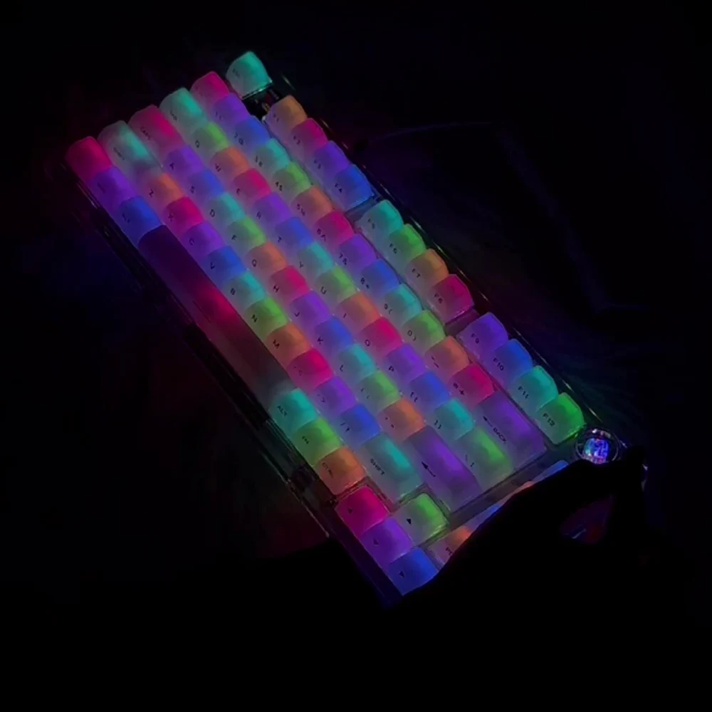 MDA Profile 119-Key Gellyfish White Semi-Transparent Keycaps, Double Shot Side-Lit PC Key Caps Compatible with MX Switches