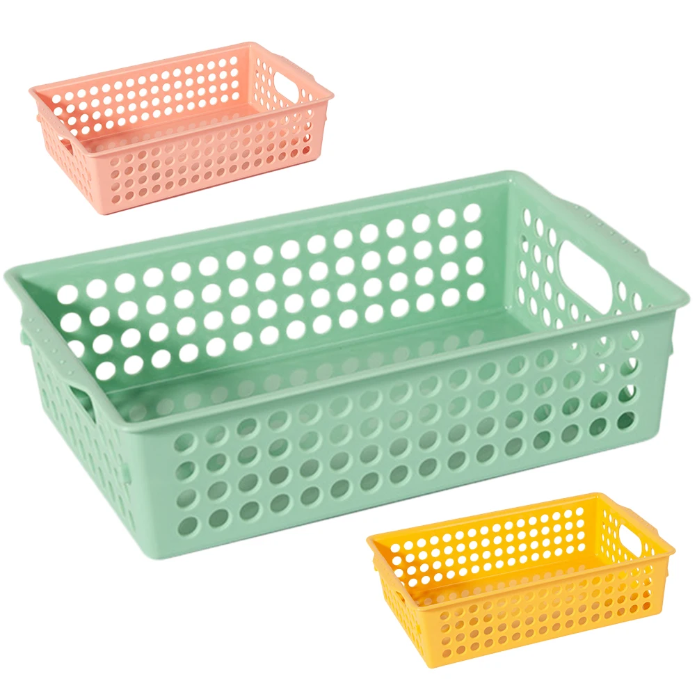 

3pcs Baskets Desk Organizer Tray Hollow Basket For Organizing Design Easy Drain Fashion Colors Meet Needs Plastic Bins