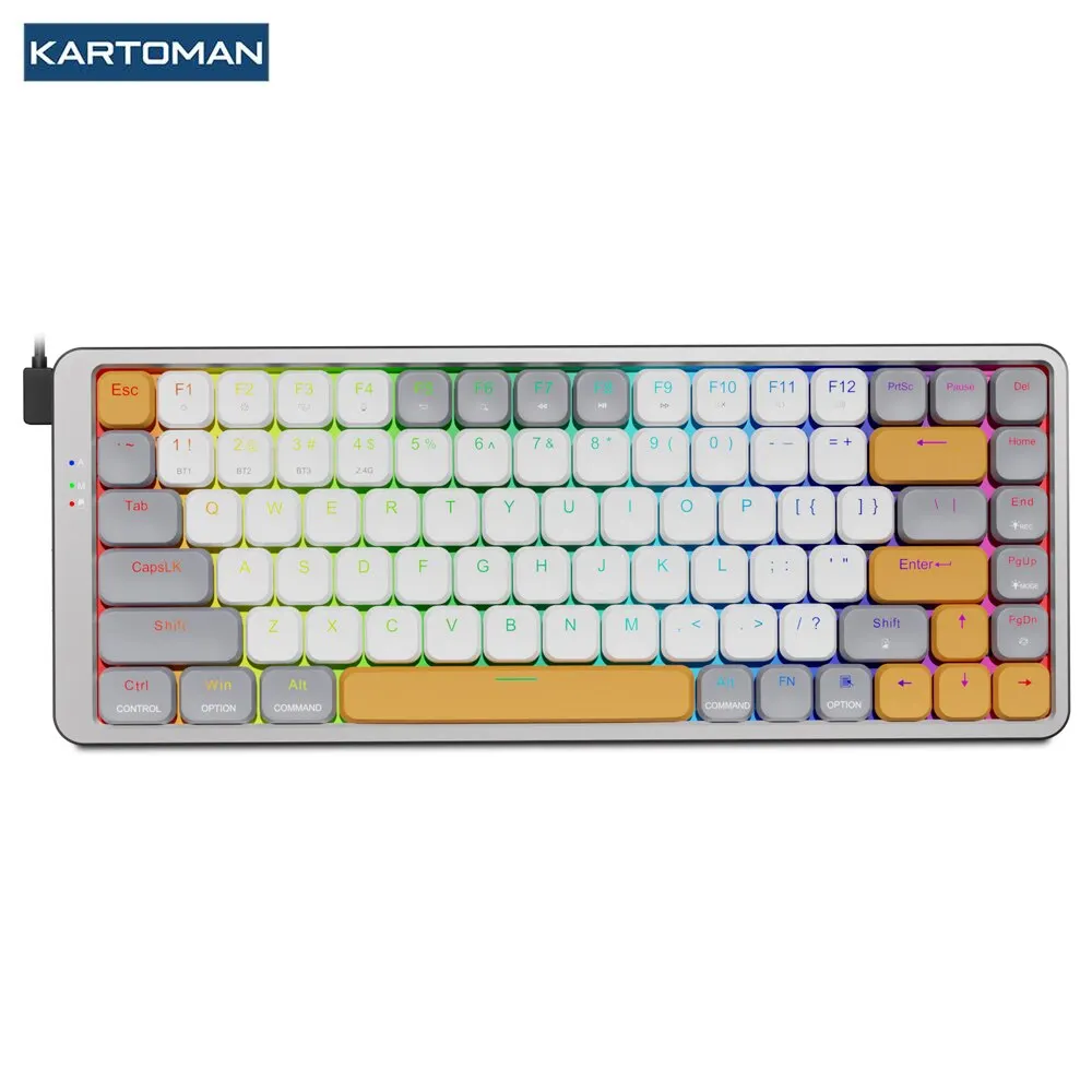 KARTOMAN K1 Slim Mechanical Gaming RGB Keyboard Support Bluetooth 5.0 Wireless USB 2.4G Russian Portuguese for Mac OS Windows PC