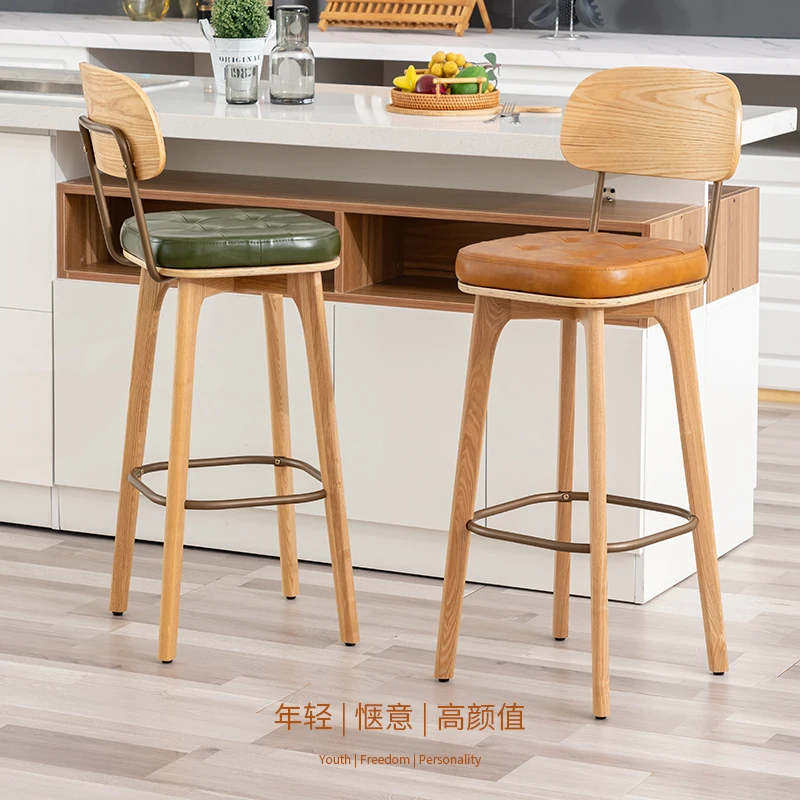 

Decorative Back Support Bar Chair Comfortable Wood Modern Office Dining Bar Chair Luxury Upholstered Banqueta Furniture