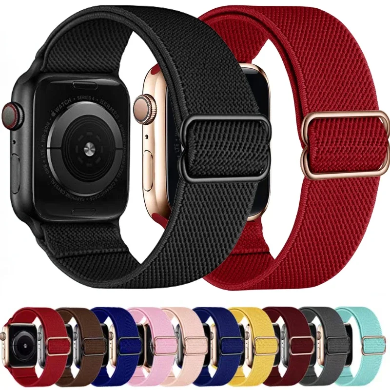 Scrunchie Strap for Apple watch band 49mm 45mm 44mm 42mm 46mm Adjustable Nylon Loop Bracelet iWatch Series Ultra 10 9 8 7 6 5 4