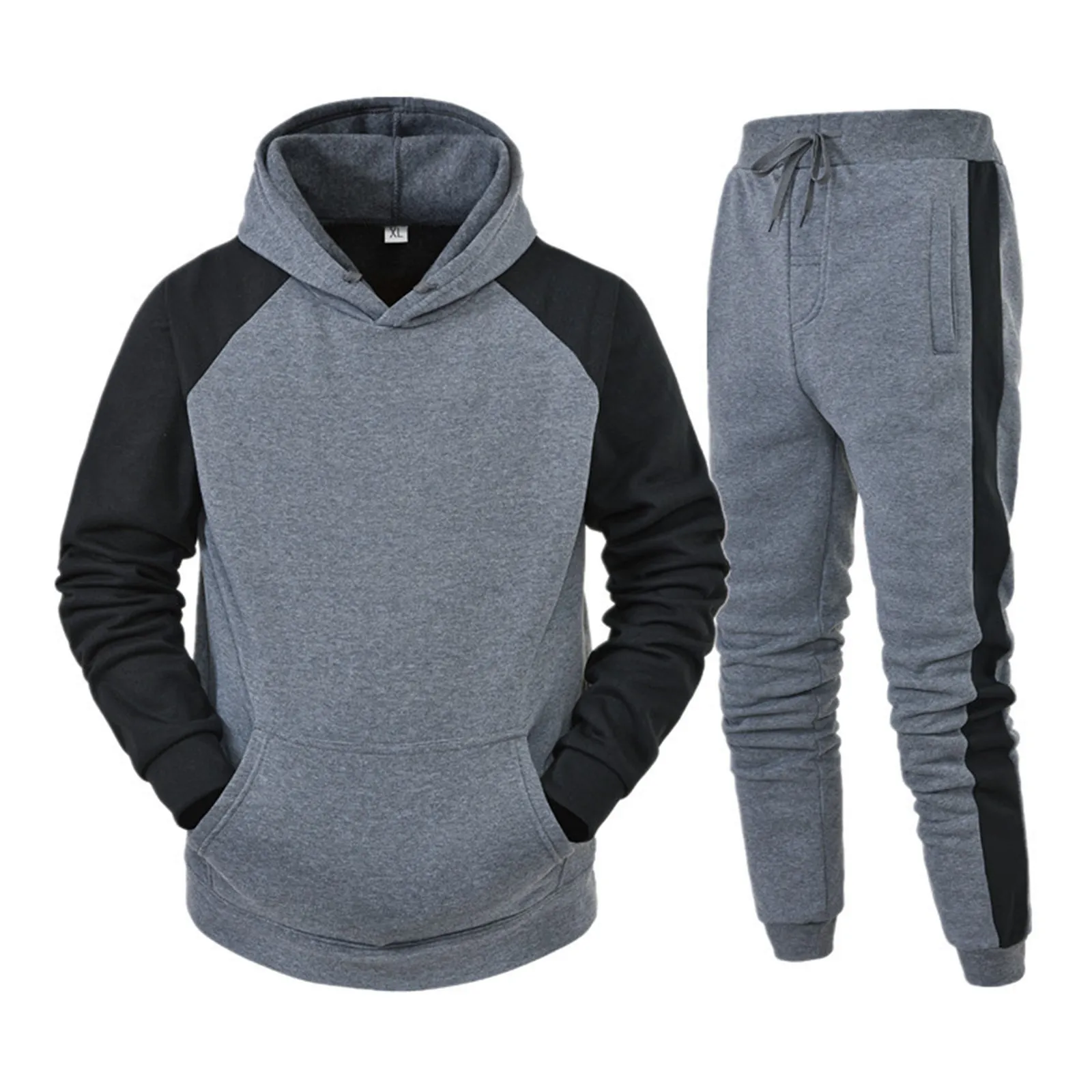 

Splicing Tracksuit Men Sets Winter Hoodies Pants 2 Piece Running Hoodies Men Autumn Sweatshirt Sport Joggers Sweatpants Suit Mal